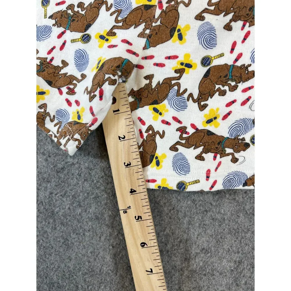 VINTAGE 90s Scooby Doo Pajama Shorts Kids Size 10 All Over Print Cotton Lounge
